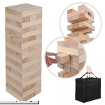 Smartxchoices 2.5ft Big Tumbling Block Giant Tumble Tower Game Stacking Timbers Tower Blocks Yard,Lawn,Outdoor Party Game with Carrying Bag 54 Pcs,Wood  B078H8M457